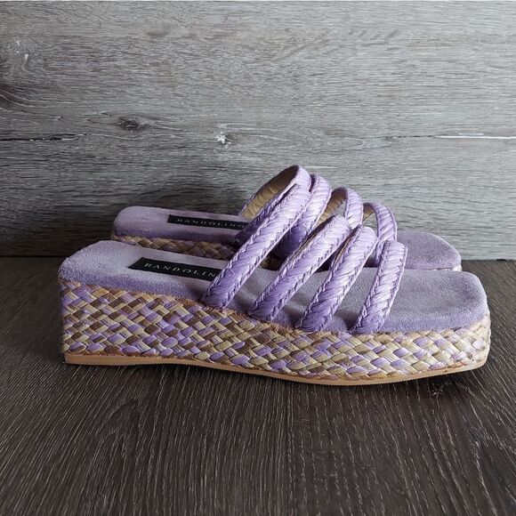 Vintage 90s Bandolino Square Toe Strappy Espadrille Sandal Slip On Size 7 - Picture 1 of 10